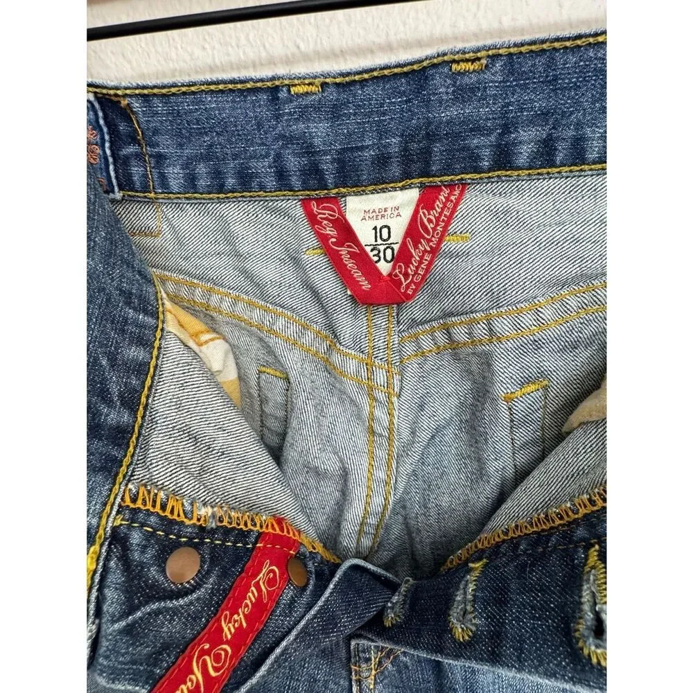 Lucky Brand Easy Rider Faded Distressed Blue Straight Jeans